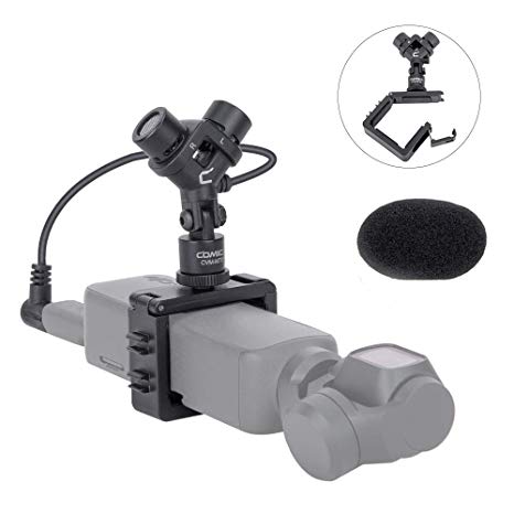 XY Stereo Microphone for Osmo Pocket,Comica CVM-MT06 Full Metal Dual Motion Microphone with Square Holder and 180°Adjustable Recording Direction, Accessories for DJI OSMO Pocket(3.5mm TRS Jack)