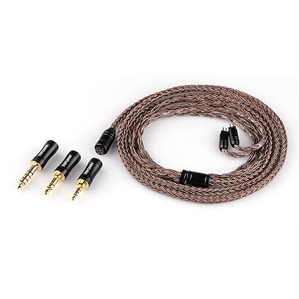 Linsoul Tripowin Amber 32AWG OFC Oxygen Free Cable HiFi IEM Cable with Interchangeable 2.5mm/3.5mm/4.4mm Plug, PVC Sleeve Replacement Cable for Audiophile (2pin, Amber)