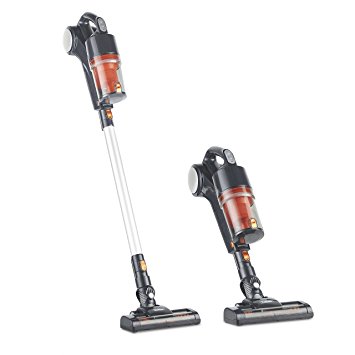 VonHaus 600W 2-in-1 Corded Upright Stick & Handheld Vacuum Cleaner with HEPA Filtration - Includes Crevice Tool & Brush Accessories (Gray/Orange)