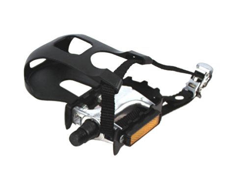 NEW ULTIMATE HARDWARE ALLOY CLIPPED BIKE PEDALS TOE CLIP & STRAP LIGHTWEIGHT (PAIR) RRP £25.99!!