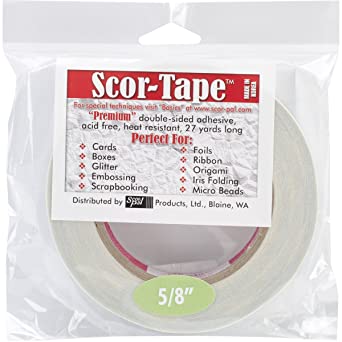 Scor-Tape 0.625" (5/8") wide x 27 yards long, double sided adhesive