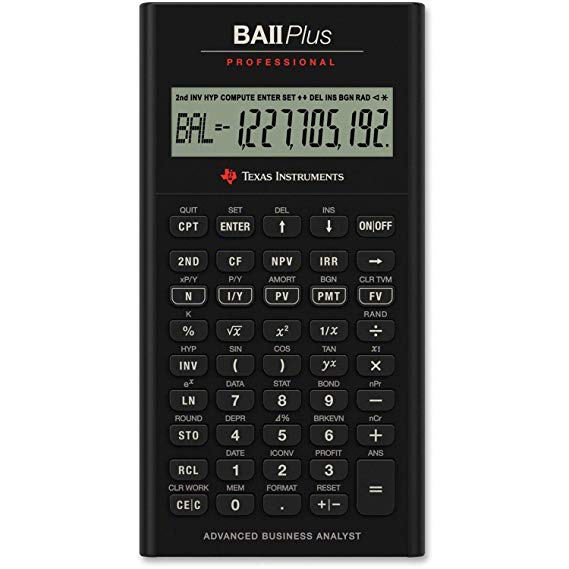 Texas Instruments IIBAPRO/TBL/1L1 BA II Plus Professional Financial Calculator (Renewed)