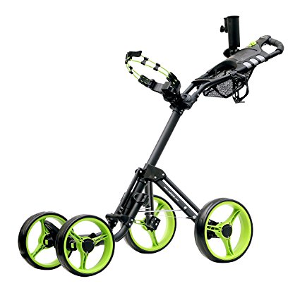 CaddyTek Superlite Explorer 4 Wheel Golf Push Cart, Lime