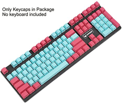 Black White PBT Double Shot 104 Side-lit Shine Through Translucent Backlit keycaps OEM Profile Cherry Profile for MX Mechanical Keyboard (Only Keycap)(Miami Cherry Profile)