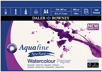 Daler Rowney Aquafine aquarelle artists watercolour pad A4 12 sheets 300gsm NOT surface