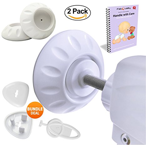 FabQuality Wall Guard for Pressure Gate 2 Pack - BUNDLE eBook, Compact Wall Guard, Best Priced Wall Cups, Protects Your Stairs, Doors, & Walls - Perfect For Active Babies & Pets - 2 Pack