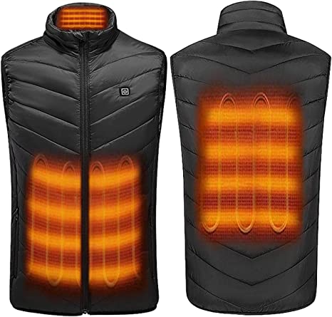 PrettyQueen Heated Vest,5V USB Charging Electric Heating Vest Jacket Washable for Men Outdoor Fishing Hunting