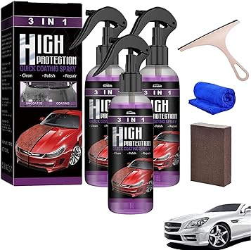 KCRPM 3 in 1 High Protection Quick Car Coating Spray, High Protection 3 in 1 Spray, Newbeeoo Car Coating Spray, Ceramic Car Coating Spray (3pcs-100ml)