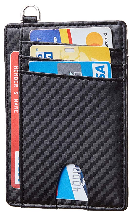 Casmonal Genuine Leather Slim Minimalist Front Pocket Wallets RFID Blocking Credit Card Holder for Men & Women