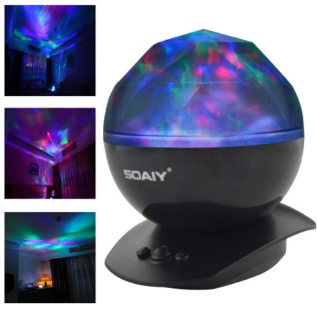 SOAIY Color Changing Led Night Light Lamp Aurora Star Borealis Projector for Children and Adults Decorative Light Mood Light Baby Nursery Night Light Kids Bedroom Living Room Night LightBlack