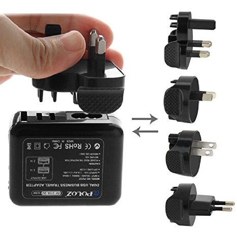 PULUZ 2 Ports USB 5V (2.1A   2.1A) Wall Charger Set with Removable International UK   EU   US   AU Plug Travel Power Adapters for GoPro HERO4 /3  /3 /2 /1