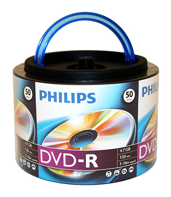 Philips 16x 4.7GB 120-Min DVD-R Media 50-Pack