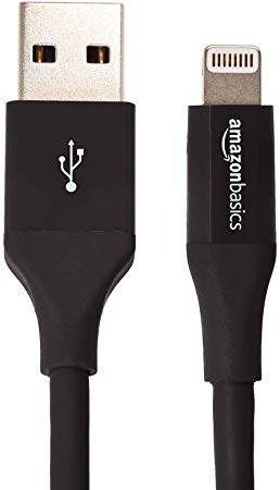 AmazonBasics USB A Cable with Lightning Connector, Advanced Collection - 3 Feet (0.9 Meters) - Single - Black