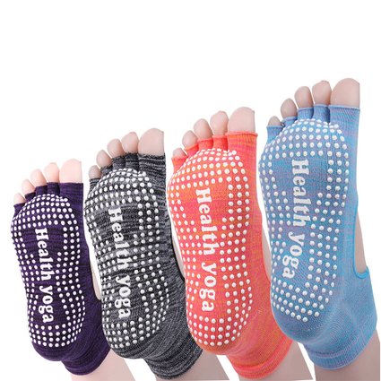 Cosfash Yoga Socks Non Slip Skid 5 Toeless Grips Pilates Barre Women Men 4 Pack