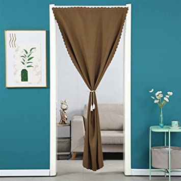 Liveinu Door Curtain for Doorway Thermal Insulated Curtains for Shelves Privacy Divider Curtain Closet Curtain Dust-Proof Window Shades for Kitchen Storage Room 31 W x 74 H Brown
