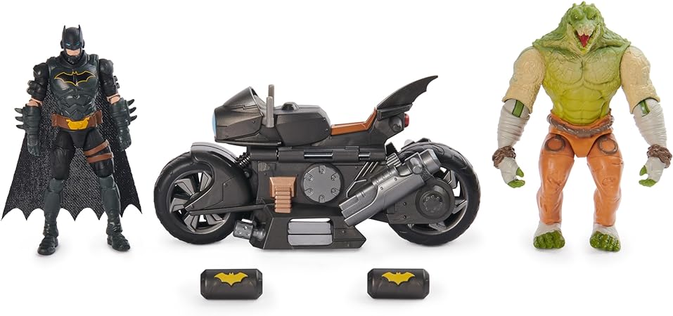 DC Comics, Batman Transforming Batcycle Battle Pack with Exclusive 4-inch Killer Croc and Batman Action Figure, Kids Toys for Boys and Girls Ages 4