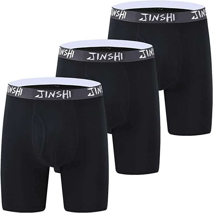 JINSHI Men's Underwear Comfort Soft Bamboo Long Boxer Briefs