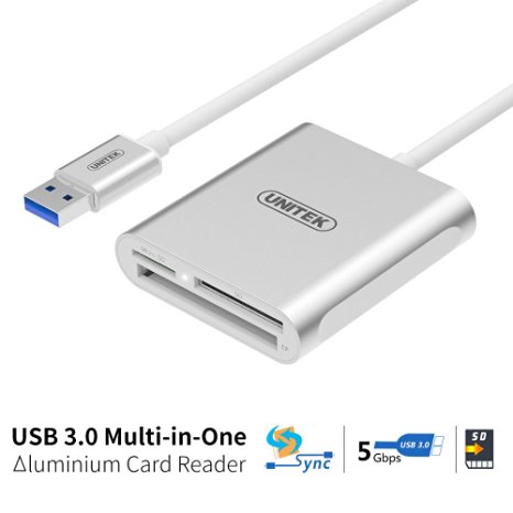 [Upgrade Version] UNITEK Aluminum USB 3.0 Multi-in-1 Memory Card Reader for CF/SD/TF Micro SD/SD/MD/MMC/SDHC/SDXC for MacBook Pro Air, iMac, Mac Mini, Microsoft Surface Pro, Andorid
