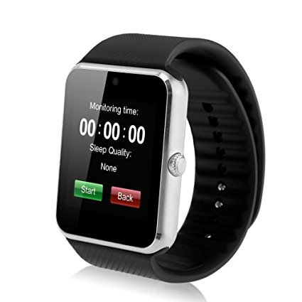 SinoPro GT08 Bluetooth Smart Watch with Camera, SIM Card Slot and TF Card for Smartphones - Silver