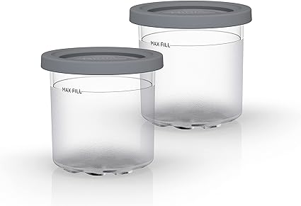 Ninja XSKPNTLD2C, Pints and Lids for CREAMi Ice Cream Maker, 2 Pack, Clear/Grey (Canadian Version)