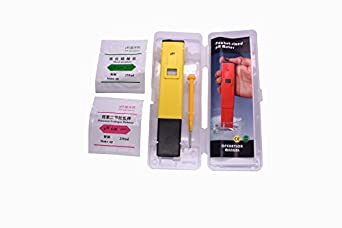 CyberTech PHTester PH-107 Digital pH Meter Tester, With 2 Pack of Calibration Solution Mixture Included.