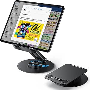 OMOTON Tablet Stand for iPad, Adjustable Tablet Holder for Desk, Portable Monitor Stand Compatible with 4-15.6" Tablets Kindle Such as iPad Pro 11, 10.2, 13, Air/Mini