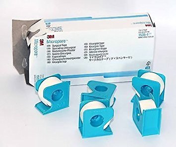 3M Micropore 1535-1 surgical Tape 1' x 10 Yards with dispenser 12 rolls