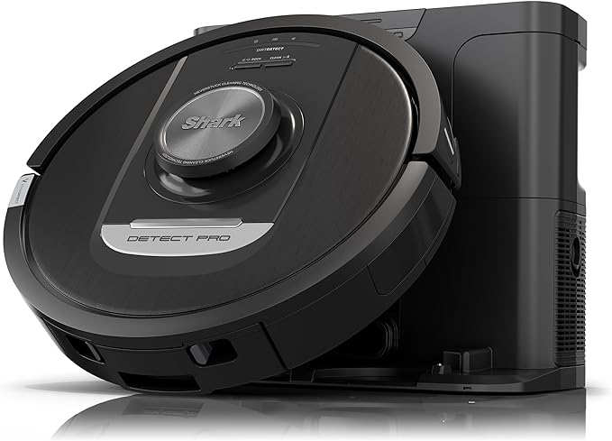 Shark Detect Pro Self-Empty Robot Vacuum with NeverStuck Technology, Auto Deep-Clean Carpets & Hardfloors, 30 Day Capacity HEPA Bagless Base, for Pet Hair, WiFi Black (AV2820S)