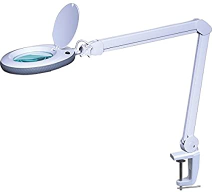 LED MAGNIFIER LAMP Magnifying light 5" Lens 5 Diopter, 2.25X Magnification,Workbench With CLAMP,360° Swivel Head, Brighter Option