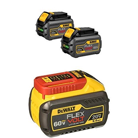 DEWALT DCB606-2 20/60V MAX FLEXVOLT 6.0 Ah Battery Dual Pack with DCB609 20V/60V MAX FLEXVOLT 9.0Ah Battery