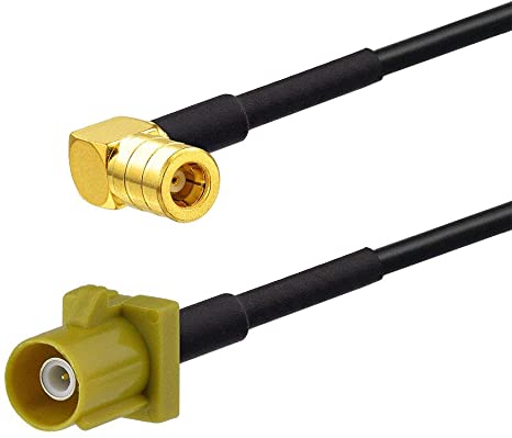 Eightwood Satellite Radio Antenna Cable 3 feet Fakra Curry Male to SMB Female Right Angle Compatible with Sirius XM Car Vehicle Radio Stereo Receiver Tuner