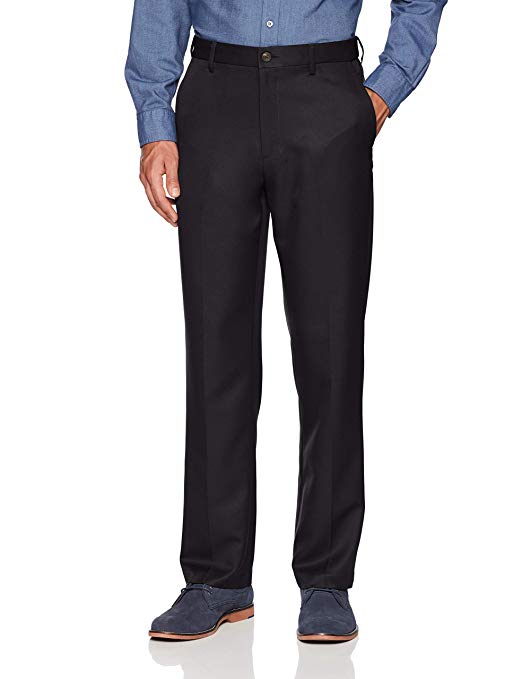 Amazon Essentials Men's Expandable Waist Classic-Fit Flat-Front Dress Pants,