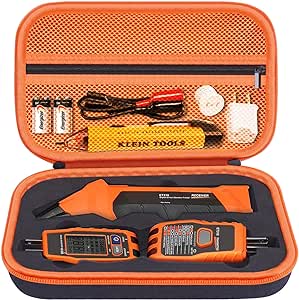 Hard Case for Klein Tools ET310 AC Circuit Breaker Finder Electric Tester & 80041 Outlet Repair Tool Kit & RT250 GFCI Outlet Tester and Accessories Electrical Tools Storage Organizer Bag (Case Only)