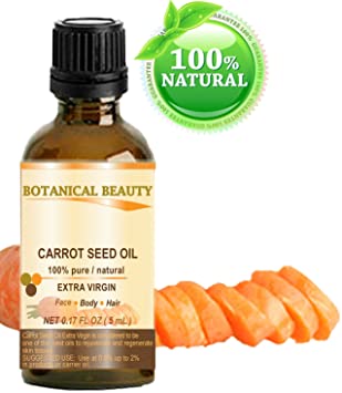 CARROT SEED OIL 100% Pure/ Natural /Extra Virgin / Unrefined / Cold Pressed/ Undiluted Carrier Oil. 0.17 Fl.oz.- 5 ml. Skin, Body and Hair Care. by Botanical Beauty