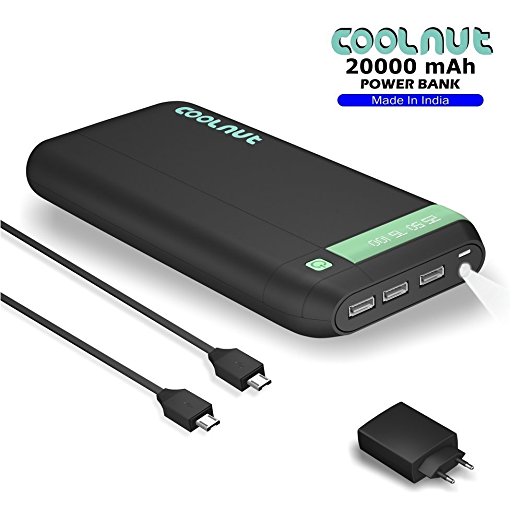 COOLNUT Battery Charger Power Bank 20000mAh Complete Kit [3 Micro USB Cable and Adapter