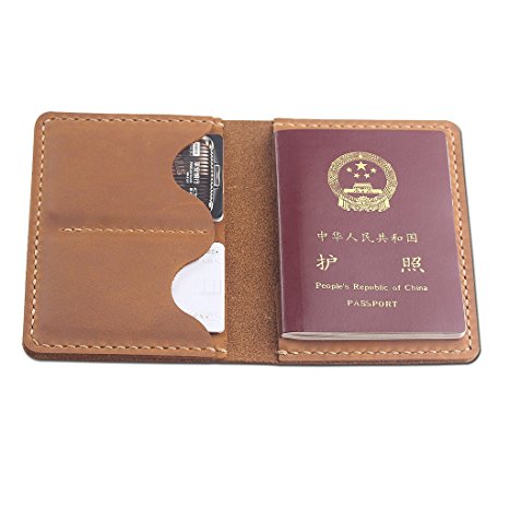 Robrasim Distressed Leather Passport Holder - Handmade Cover and Travel Wallet - For Men & Women