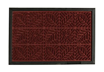 Rubber Backed Rug Red Leaves Engraved Doormat, Ship from US