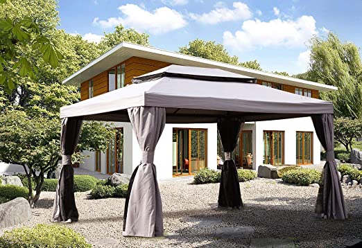 Grand patio 10x13 Feet Patio Gazebo, Outdoor Instant Canopy with Mosquito Netting and Shade Curtains，Sturdy Straight Leg Tent for Backyard & Party & Event