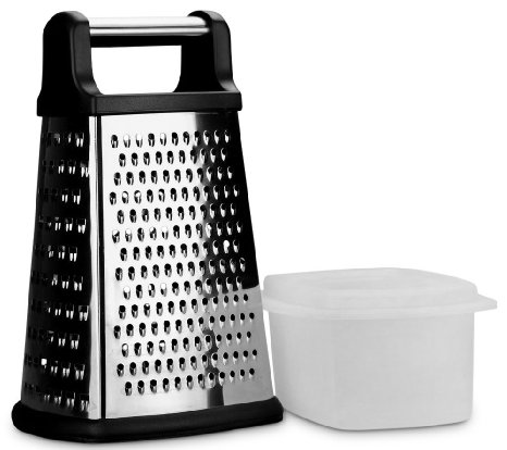 GRÄT THINGS 4-sided Stainless Steel Box Grater Zester with Storage Container/ Bowl