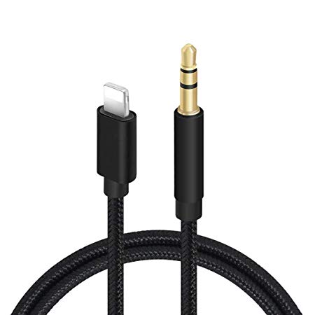 (Apple MFi Certified) iPhone to Aux Cable for Car, Aux Cord Compatible with iPhone X/Xs/Xr/8/7 Plus/iPad/iPod, 3.3ft 3.5mm Male Audio Adapter for Car Stereo, Home Speaker, Headphone (Braided Black)