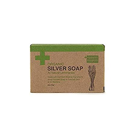 Organic Silver Soap - Revitalizing Natural Lemongrass: Made with Certified Organic Ingredients. Silver Infused Soap to Cleanse Skin & Kill Bacteria. 4oz Bar (1 Bar)