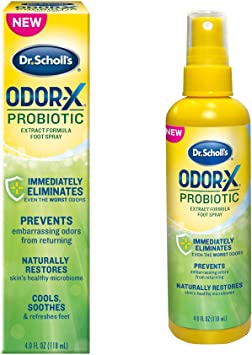 Dr. Scholl's Probiotic Foot Spray 4oz Immediately Eliminates and Prevents Odors from Returning Shoe Deoderizer, 4 Ounce