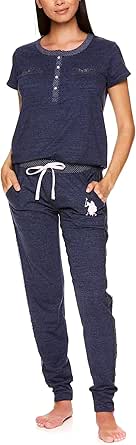 U.S. Polo Assn. Womens Pajama Set with Pockets - Short Sleeve Shirt and Pajama Pants Pj Set