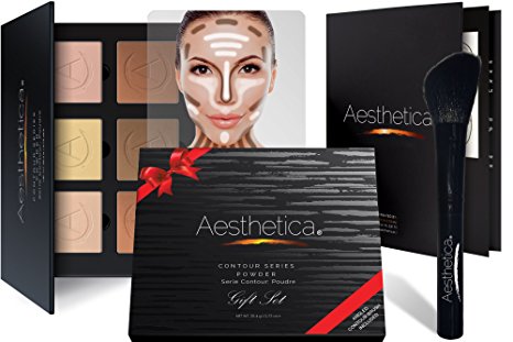Aesthetica Cosmetics Contour and Highlighting Powder Foundation Palette / Contouring Makeup Kit; Easy-to-Follow, Step-by-Step Instructions Included