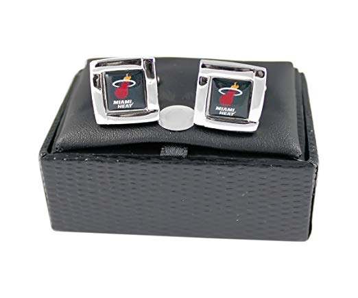 NBA Miami Heat Sports Team Logo Square Cufflinks Gift Box Set