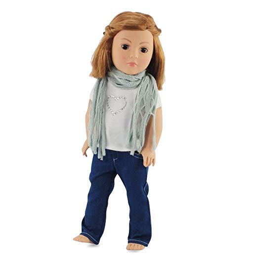 18 Inch Doll Clothes Skinny Jeans & Scarf | Outfit Fits 18" American Girl Dolls | Gift-boxed!
