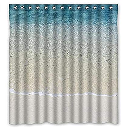 Vandarllin Home&Family Beach Clear Sea Sand Ocean Fabric Bathroom Shower Curtain with Rings 66 x 72 Inches