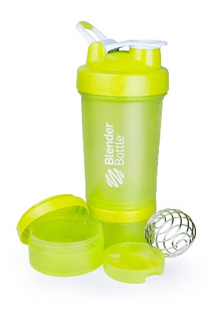 BlenderBottle ProStak System with 22-Ounce Bottle and Twist n' Lock Storage, Green/Green