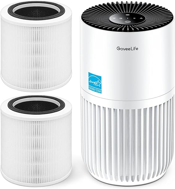 GoveeLife Smart Air Purifiers for Bedroom, True HEPA Air Purifiers Bundle with Replacement Filter 2 Pack