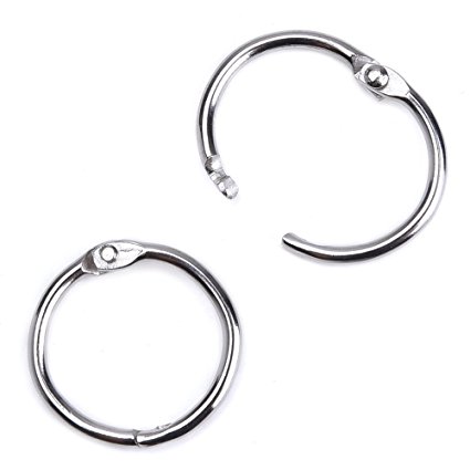 Antner 100 Pcs Loose Leaf Binder Ring, 1" Diameter, Nickel Plated Key Rings